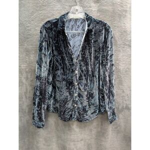 CP Shades Button Down Shirt Womens XS Velvet Burnout Animal Print Long Sleeve